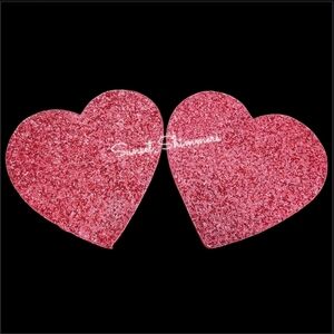 2pc Issac Mizrahi Valentines Day Hearts Shimmer Beaded Placemats Charger SET New